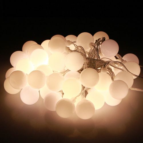 Guirlande lumineuse boules minuterie 60 LED blanc chaud intérieur extérieur 9m
