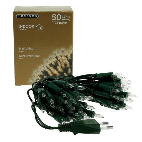Floristik24 Chaine lumineuse mini 50 7.5m pour interieur vert/clair