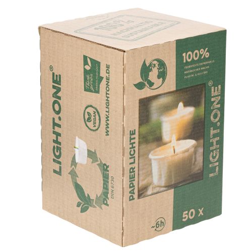 Article Bougie chauffe-plat sous étui en papier pour les fêtes et les moments d'ambiance. Lot de 50 bougies de 4 cm.