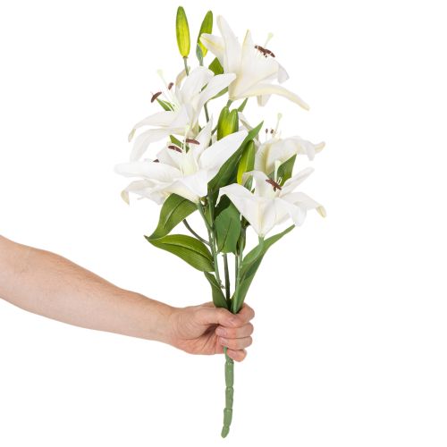Lys décoratif artificiel 6 fleurs blanches 66 cm en plastique | Floristik24.fr