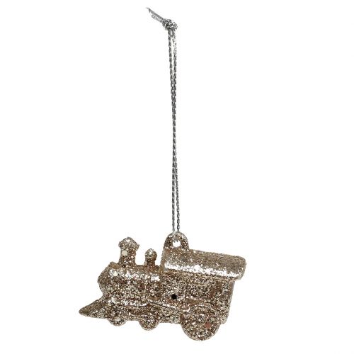 Floristik24 Locomotive 4cm champagne avec paillettes 12pcs