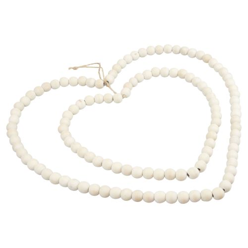 Article Boucle anneau décoratif coeur en perles de bois décoration à suspendre 38×40,5cm