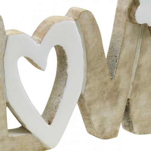 Décoration de table &quot;Love&quot;, décoration en bois avec coeur et papillon naturel, blanc L24cm H17,5cm