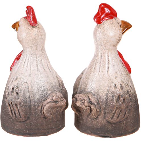 Article Décoration de Pâques en céramique Poulet drôle 13,5cm 2pcs