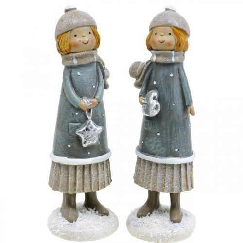 Figurines déco hiver figurines enfants filles H14.5cm 2pcs