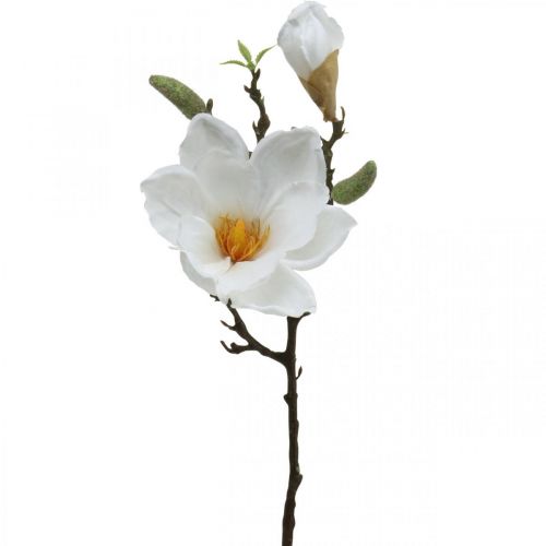 Article Fleur artificielle blanche Magnolia avec bourgeons sur branche décorative H40cm