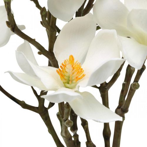 Article Branches de magnolia artificielles branche déco blanche H40cm 4pcs en bouquet
