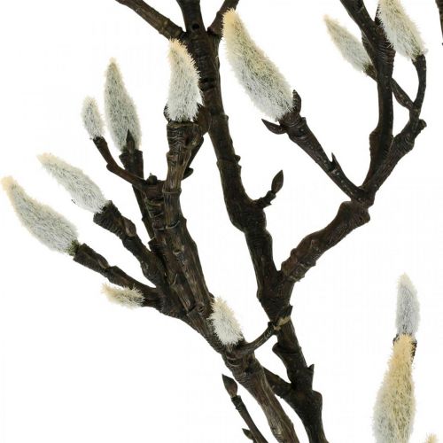 Article Branche de Magnolia Artificielle Décoration Printemps Branche avec Bourgeons Marron Blanc L135cm