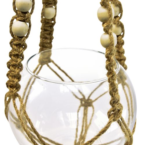 Floristik24 Panier suspendu en macramé vase en verre rond décoration à suspendre Ø13cm H75cm