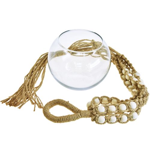 Floristik24 Panier suspendu en macramé vase en verre rond décoration à suspendre Ø13cm H75cm