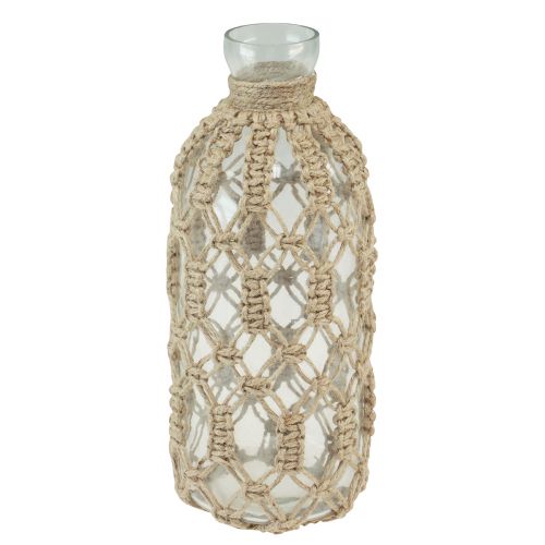 Article Vase décoratif en verre bouteille macramé jute naturel Ø10,5cm H26cm