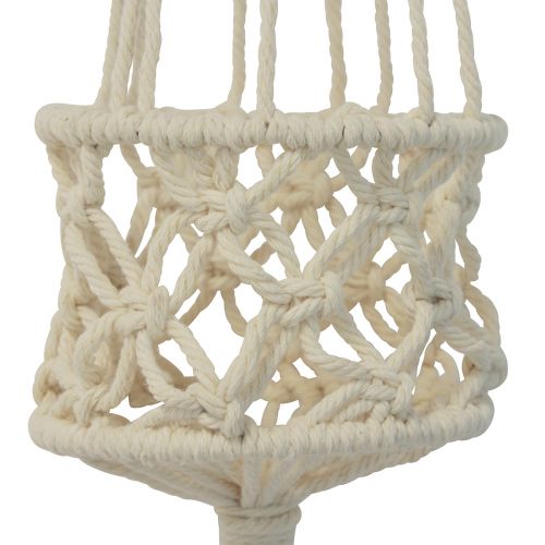 Article Décoration à suspendre macramé crème style bohème Ø12cm H79cm