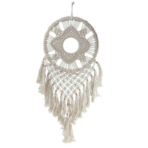 Article Décoration murale attrape-rêves en macramé crème 29×72cm