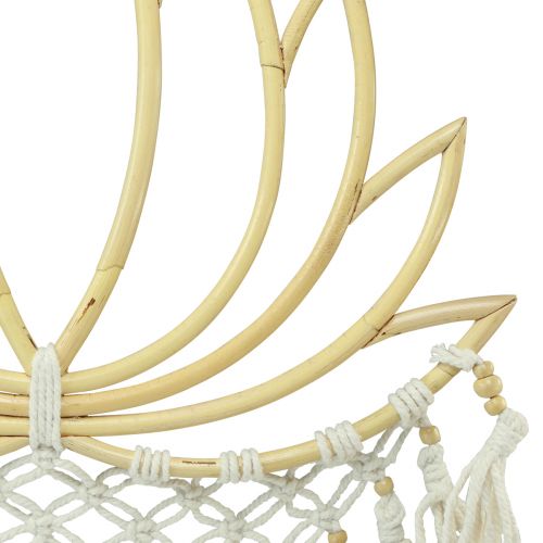 Article Décoration murale macramé décoration lotus bambou crème naturelle 70cm