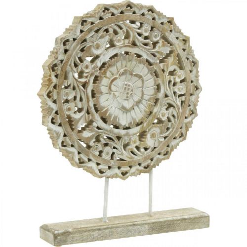 Article Mandala à poser, décoration florale bois, décoration de table, décoration estivale shabby chic nature H39.5cm Ø30cm