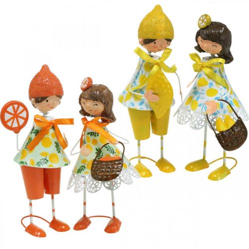 Petits fruits, décoration estivale, figurines citrons oranges H17/18cm 4pcs