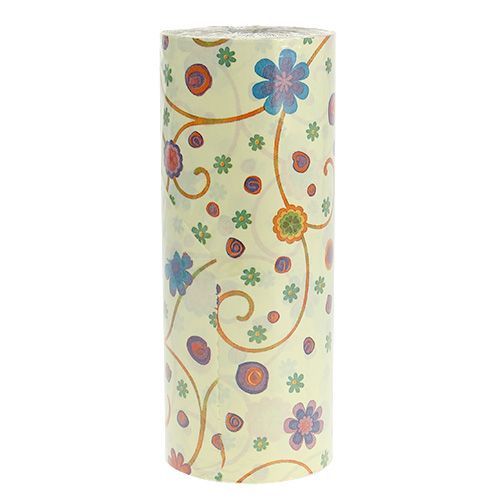 Floristik24 Papier manchette 25cm 100m crème avec fleurs