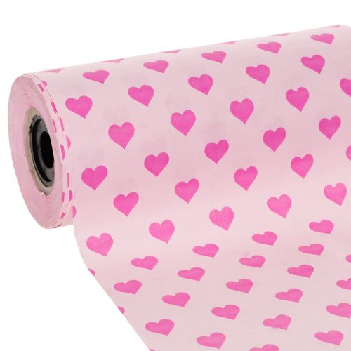 Manschette en papier rose avec motif cœur 25 cm x 100 m