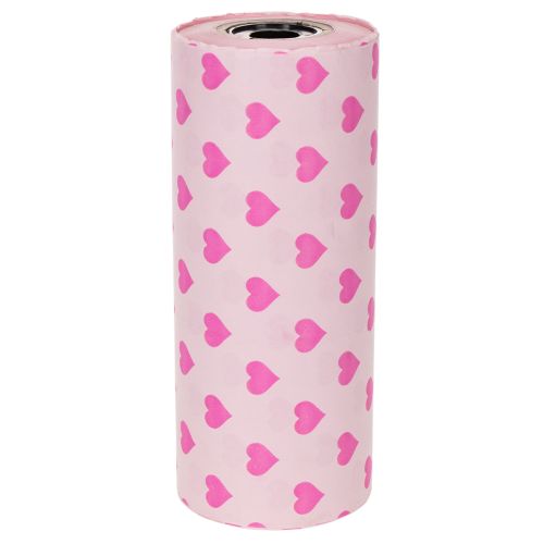 Manschette en papier rose avec motif cœur 25 cm x 100 m | Floristik24.fr