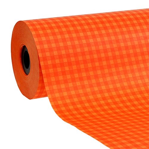 Manchette papier 37.5cm carreaux orange 100m