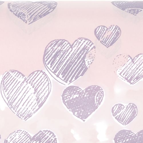 Article Papier d'emballage fleuri à motifs de cœurs pour créations florales décoratives, 25 cm x 25 m