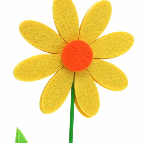 Article Fleur en feutre jaune 27cm 4pcs