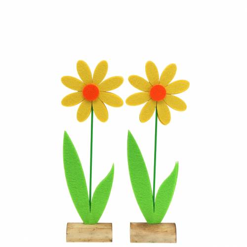 Floristik24 Fleur en feutre jaune 27cm 4pcs