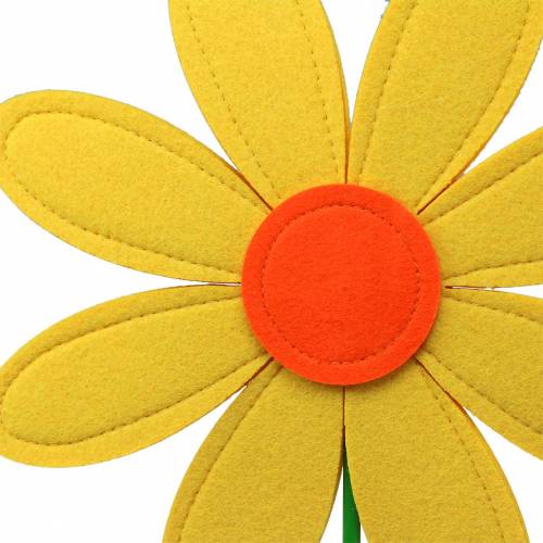 Article Fleur en feutre jaune, orange, vert Ø18cm H47,5cm