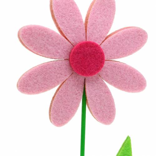 Article Fleur en feutre rose 27cm 4pcs