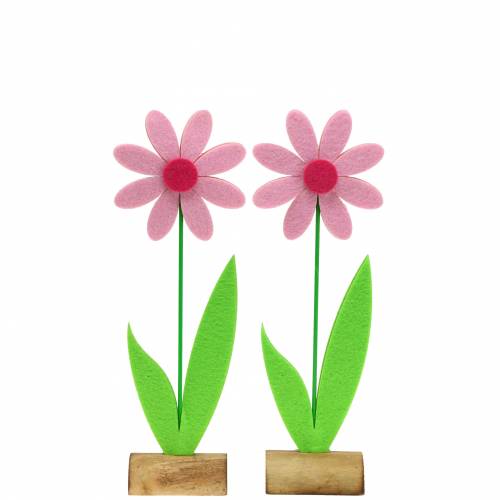 Fleur en feutre rose 27cm 4pcs