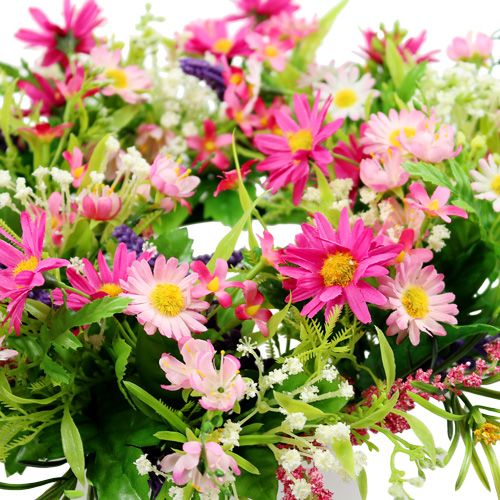Floristik24 Couronne de marguerites avec lavande Ø 28 cm, fuchsia