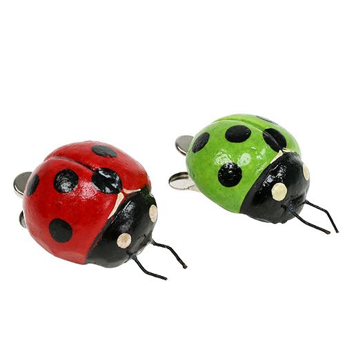 Article Coccinelles avec clip 4,5 cm rouge, vert 6 p.