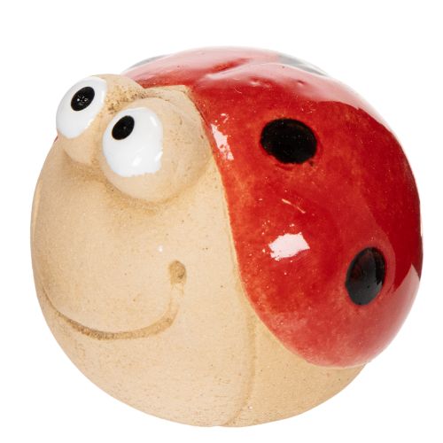 Coccinelle décorative en céramique, 7 cm, lot de 3, idéale pour décorer un jardin ou un rebord de fenêtre.