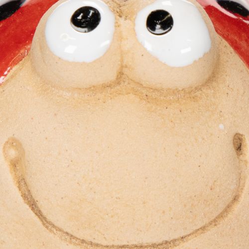 Article Coccinelle décorative en céramique, 7 cm, lot de 3, idéale pour décorer un jardin ou un rebord de fenêtre.