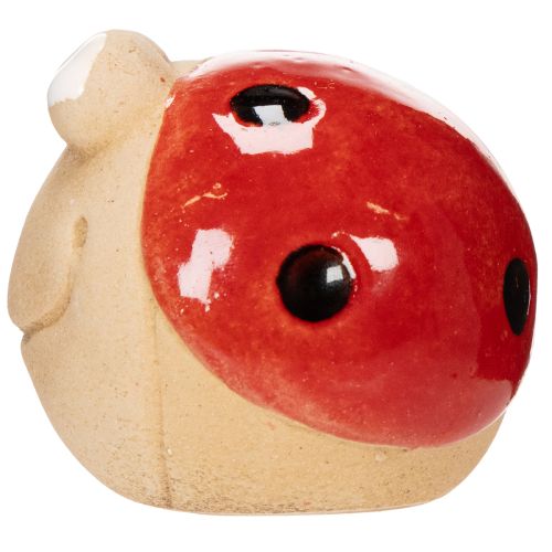 Article Coccinelle décorative en céramique, 7 cm, lot de 3, idéale pour décorer un jardin ou un rebord de fenêtre.