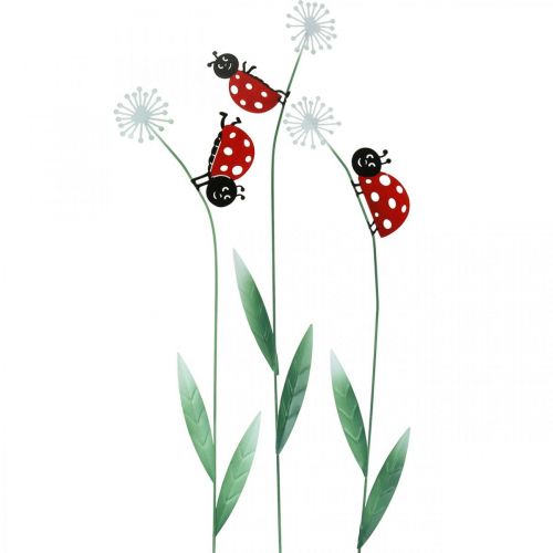 Plug décoratif coccinelle, déco printanière, pissenlit avec scarabée, plug métal L55cm lot de 3