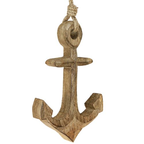 Article Ancre de décoration maritime en bois naturel à suspendre 19 cm