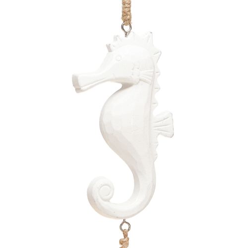 Article Guirlande Décoration Maritime Bois Flotté Coquillages Hippocampe Blanc 55cm