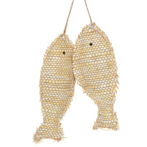 Duo de Poissons Décoratifs à Suspendre en Jute et Paille - 32 cm acheter | Floristik24.fr