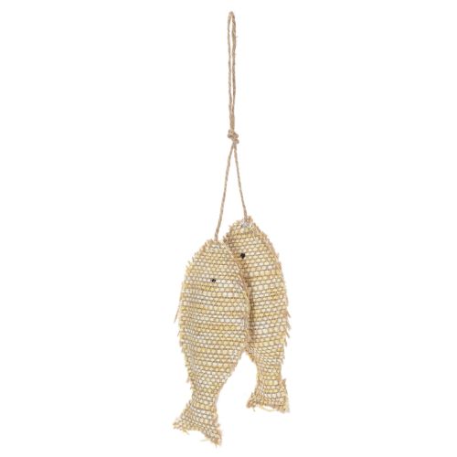 Duo de Poissons Décoratifs à Suspendre en Jute et Paille - 32 cm | Floristik24.fr