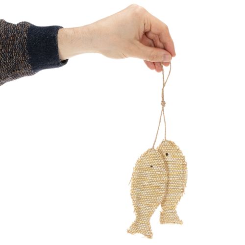 Duo de Poissons Décoratifs à Suspendre en Jute et Paille - 32 cm | Floristik24.fr