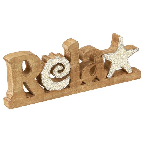 Décoration de table maritime « Relax » sur pied en bois de manguier 28×10cm