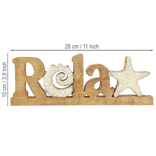 Article Décoration de table maritime « Relax » sur pied en bois de manguier 28×10cm