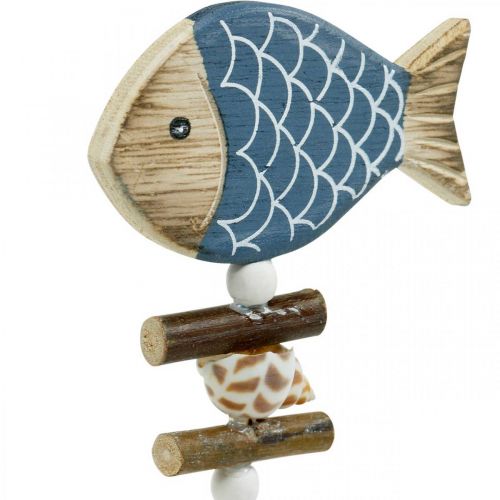 Article Bouchons décoratifs maritimes, poissons et coquillages sur bâton, décors marins, poissons en bois 6pcs