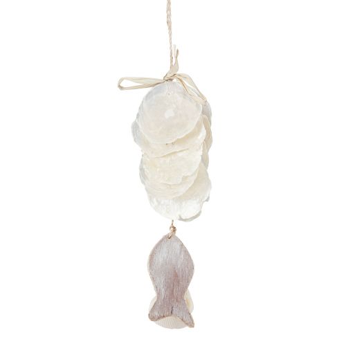 Cintre décoration maritime Coquillage Capiz avec poisson blanc 39cm