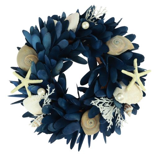 Floristik24 Couronne décorative maritime avec coquillages bleu couleurs naturelles Ø27cm