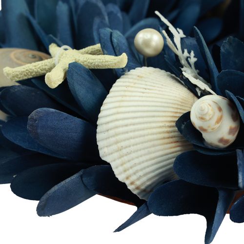 Floristik24 Couronne décorative maritime avec coquillages bleu couleurs naturelles Ø27cm