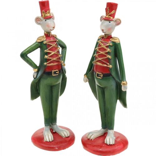 Floristik24 Souris de Noël figurine décorative souris en uniforme 6 × 4,5 × H14,5 cm 2pcs