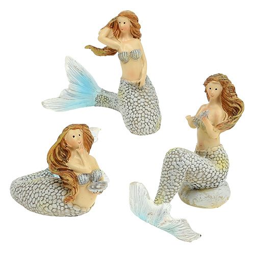 Floristik24 Figurine décorative sirène bleue 6 – 9,5 cm 3 p.