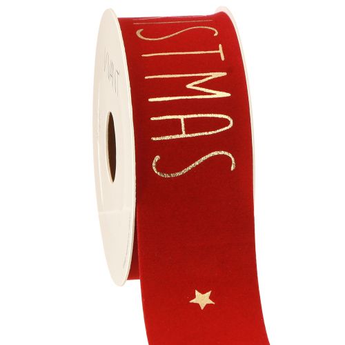 Ruban décoratif Joyeux Noël rouge doré L40mm L5m